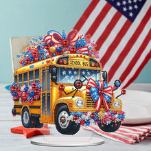 Load image into Gallery viewer, Acrylic Special Shape Independence Day School Bus Diamond Painting Ornament