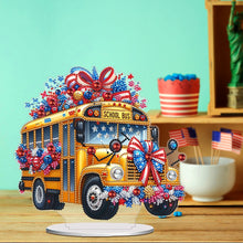 Load image into Gallery viewer, Acrylic Special Shape Independence Day School Bus Diamond Painting Ornament