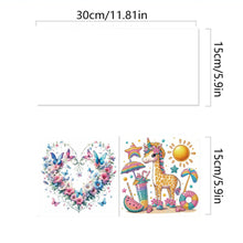 Load image into Gallery viewer, 6Pcs Giraffe Diamond Handmade Card Diamond Painting Greeting Card for Adults