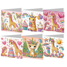 Load image into Gallery viewer, 6Pcs Giraffe Diamond Handmade Card Diamond Painting Greeting Card for Adults