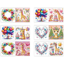 Load image into Gallery viewer, 6Pcs Giraffe Diamond Handmade Card Diamond Painting Greeting Card for Adults