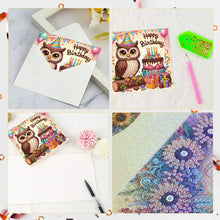 Load image into Gallery viewer, 6Pcs Owl Diamond Handmade Card Diamond Painting Greeting Card for Adults