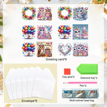 Load image into Gallery viewer, 6Pcs Owl Diamond Handmade Card Diamond Painting Greeting Card for Adults