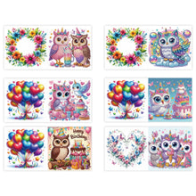 Load image into Gallery viewer, 6Pcs Owl Diamond Handmade Card Diamond Painting Greeting Card for Adults