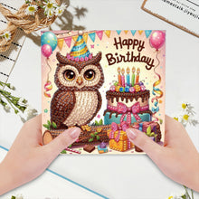Load image into Gallery viewer, 6Pcs Owl Diamond Handmade Card Diamond Painting Greeting Card for Adults