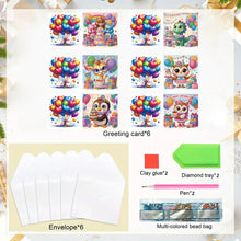 Load image into Gallery viewer, 6Pcs Animal Birthday Diamond Handmade Card Diamond Painting Greeting Card