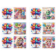 Load image into Gallery viewer, 6Pcs Animal Birthday Diamond Handmade Card Diamond Painting Greeting Card