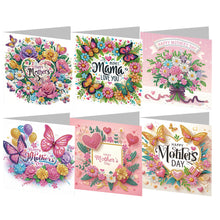 Load image into Gallery viewer, 6Pcs Mother s Day Diamond Handmade Card Diamond Painting Greeting Card