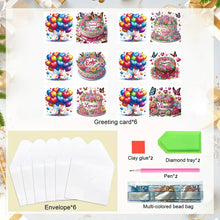 Load image into Gallery viewer, 6Pcs Cake Diamond Handmade Card Diamond Painting Greeting Card for Adults