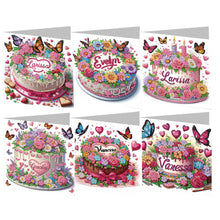 Load image into Gallery viewer, 6Pcs Cake Diamond Handmade Card Diamond Painting Greeting Card for Adults