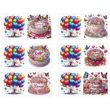 Load image into Gallery viewer, 6Pcs Cake Diamond Handmade Card Diamond Painting Greeting Card for Adults