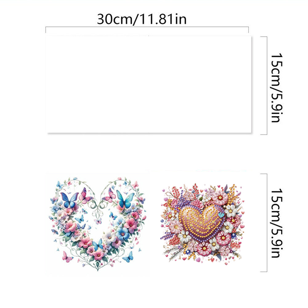 6Pcs Flower Heart Diamond Handmade Card Diamond Painting Greeting Card