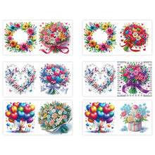 Load image into Gallery viewer, 6Pcs Bouquet Diamond Handmade Card Diamond Painting Greeting Card for Adults