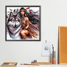 Load image into Gallery viewer, Diamond Painting - Full Round - Girl And Wolf (40*40CM)