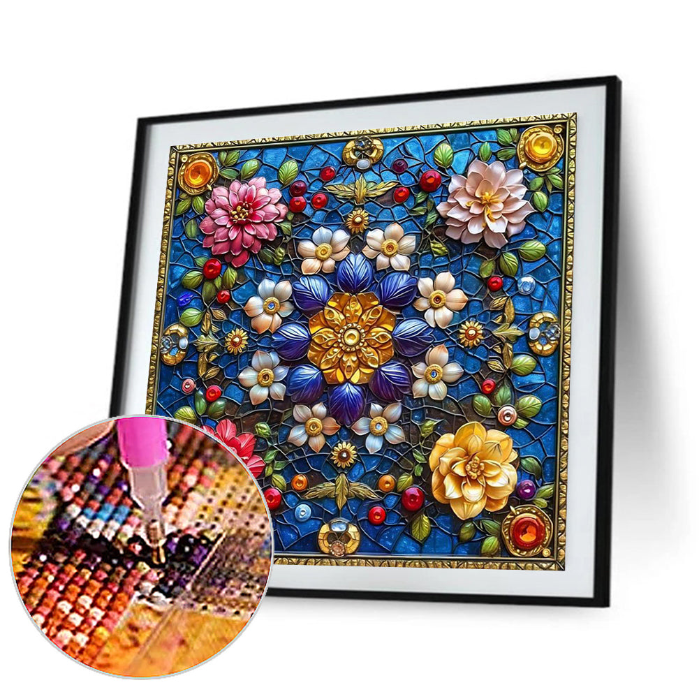 Diamond Painting - Full Round - Glass Style Flowers (40*40CM)