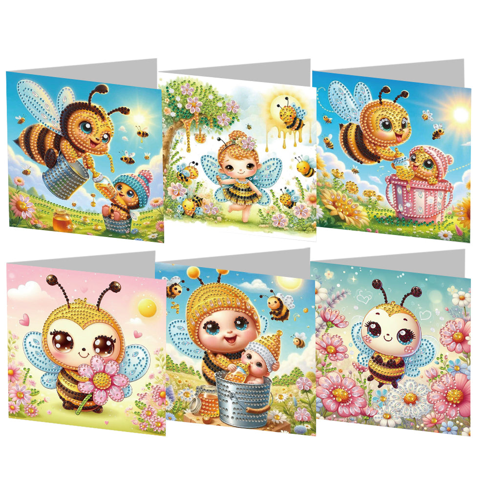 6Pcs Animals DIY Diamond Painting Card Diamond Drawing Card for Adults Beginners