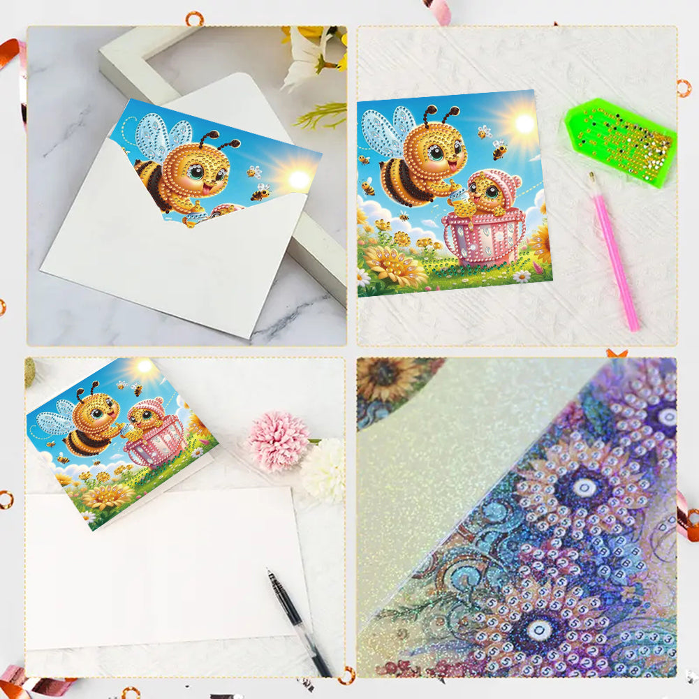 6Pcs Animals DIY Diamond Painting Card Diamond Drawing Card for Adults Beginners