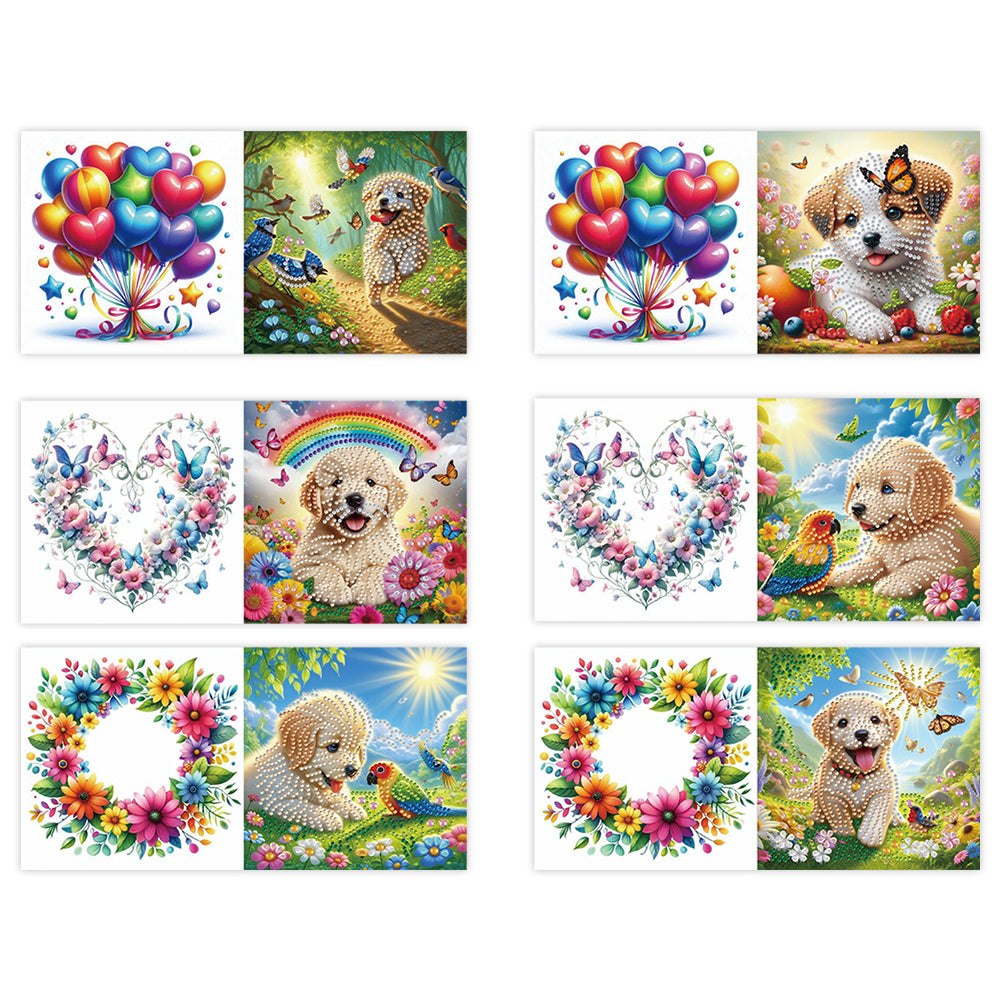 6Pcs Animals DIY Diamond Painting Card Diamond Drawing Card for Adults Beginners