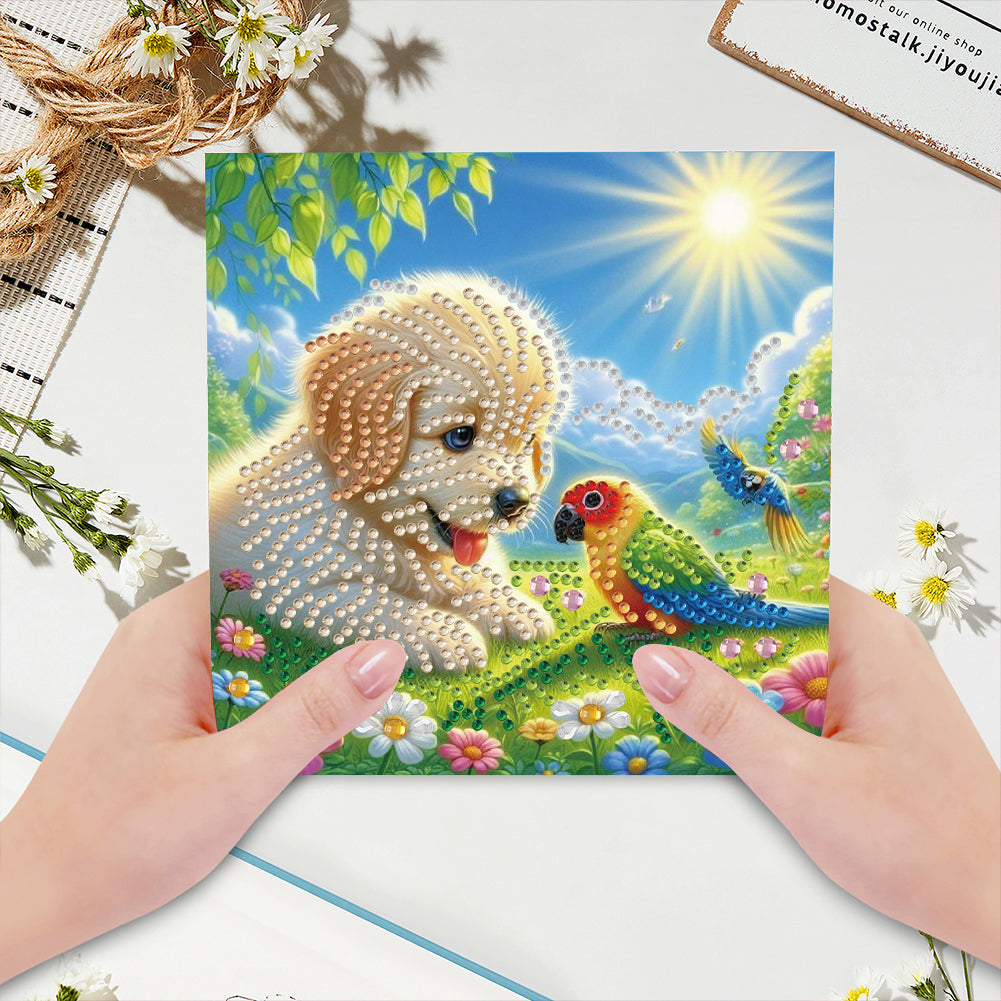 6Pcs Animals DIY Diamond Painting Card Diamond Drawing Card for Adults Beginners