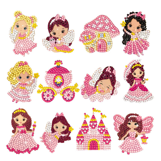 12Pcs Castle Princess DIY Diamond Painting Stickers Arts Diamond Mosaic Sticker