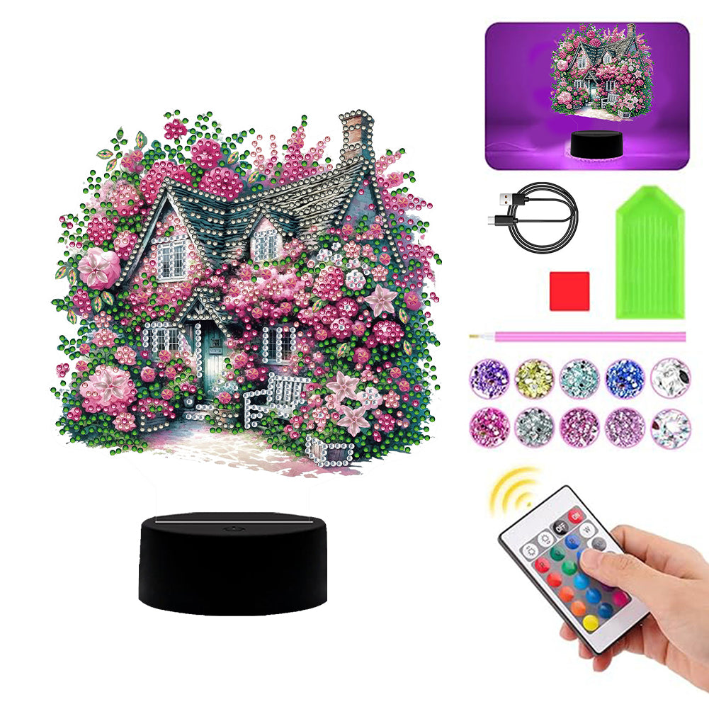 Flower Diamond Painting Night Light 5D DIY Diamond Painting Lamp Home Decoration