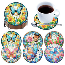 Load image into Gallery viewer, 6pcs Butterfly DIY Diamond Painting Coasters Kits with Holder for Adult Beginner