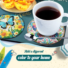 Load image into Gallery viewer, 6pcs Butterfly DIY Diamond Painting Coasters Kits with Holder for Adult Beginner