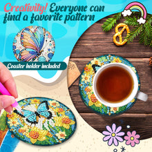 Load image into Gallery viewer, 6pcs Butterfly DIY Diamond Painting Coasters Kits with Holder for Adult Beginner