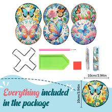 Load image into Gallery viewer, 6pcs Butterfly DIY Diamond Painting Coasters Kits with Holder for Adult Beginner