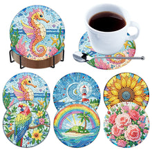 Load image into Gallery viewer, 6 Pcs DIY Diamond Painting Coasters Kits with Holder DIY Diamond Art Coaster Set
