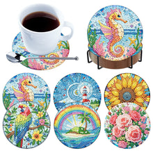 Load image into Gallery viewer, 6 Pcs DIY Diamond Painting Coasters Kits with Holder DIY Diamond Art Coaster Set
