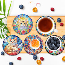 Load image into Gallery viewer, 6pcs Cat DIY Diamond Painting Coasters Kits with Holder for Adult Beginner