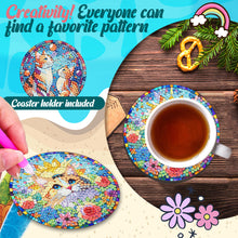 Load image into Gallery viewer, 6pcs Cat DIY Diamond Painting Coasters Kits with Holder for Adult Beginner