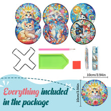 Load image into Gallery viewer, 6pcs Cat DIY Diamond Painting Coasters Kits with Holder for Adult Beginner