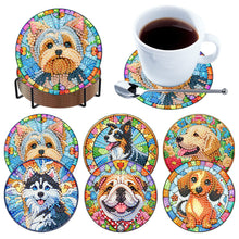 Load image into Gallery viewer, 6pcs Dog DIY Diamond Painting Coasters Kits with Holder for Adult Beginner
