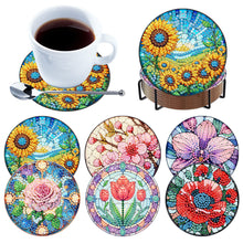Load image into Gallery viewer, 6pcs Flower DIY Diamond Painting Coasters Kits with Holder for Adult Beginner