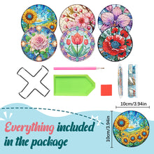 Load image into Gallery viewer, 6pcs Flower DIY Diamond Painting Coasters Kits with Holder for Adult Beginner