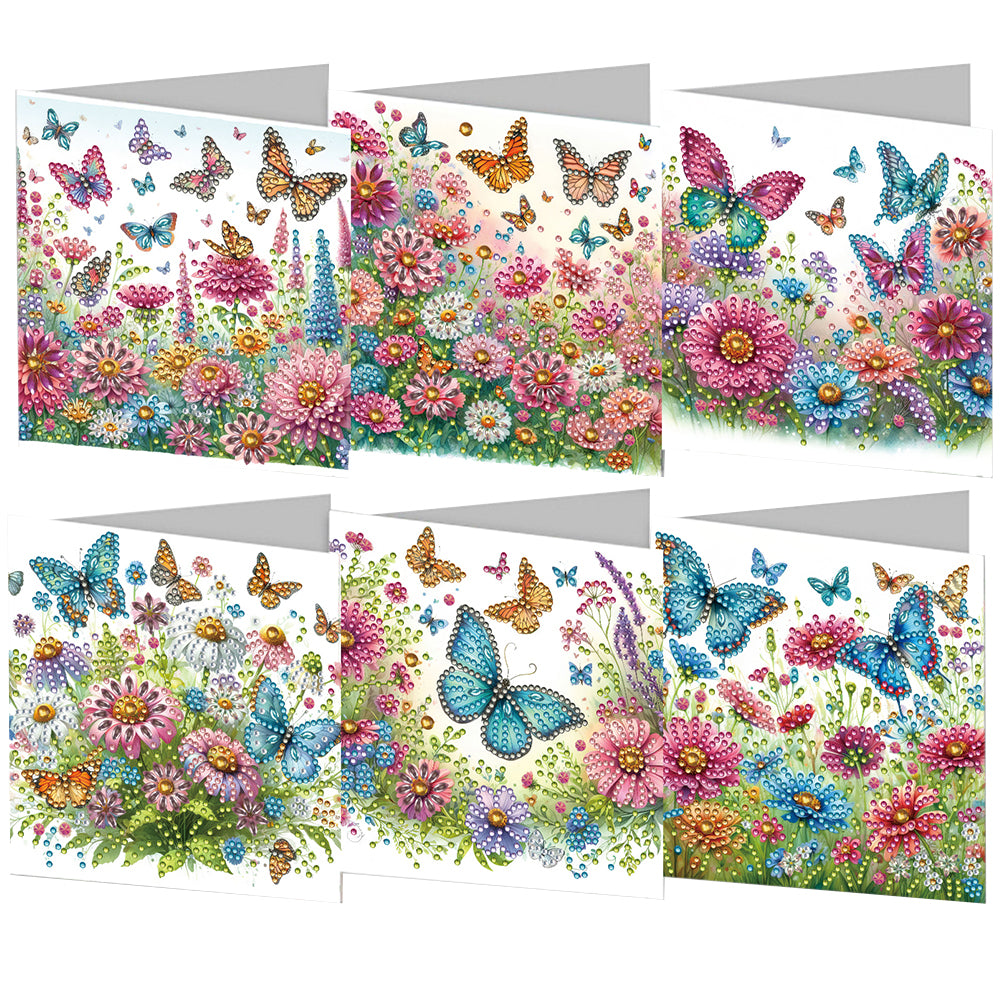 6pcs DIY Diamond Art Greeting Cards 5D Rhinestone Arts Greetings Birthday Card