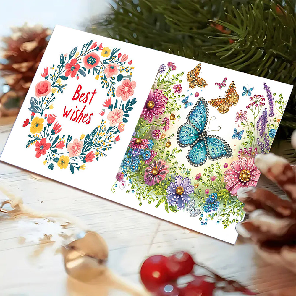 6pcs DIY Diamond Art Greeting Cards 5D Rhinestone Arts Greetings Birthday Card