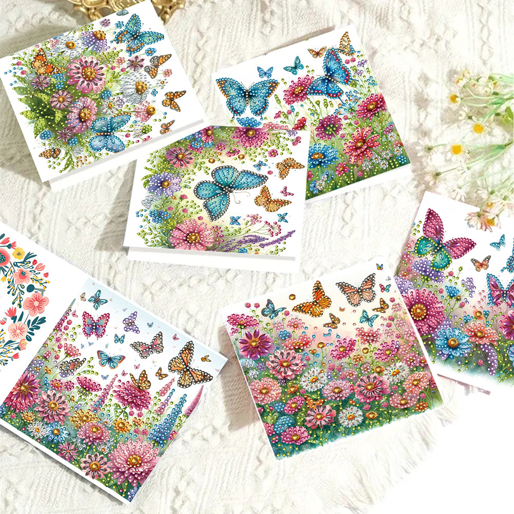 6pcs DIY Diamond Art Greeting Cards 5D Rhinestone Arts Greetings Birthday Card