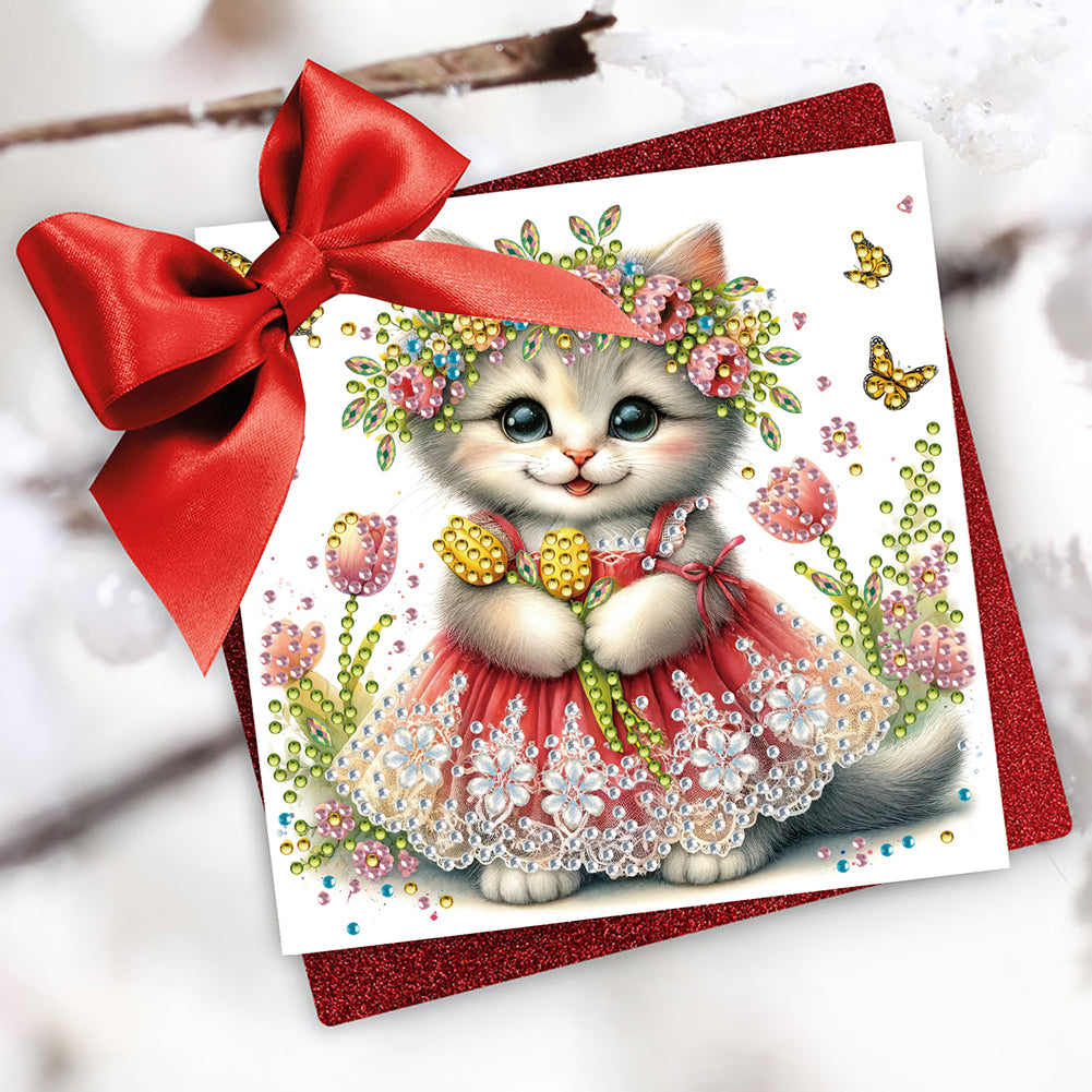 6pcs DIY Diamond Art Greeting Cards 5D Rhinestone Arts Greetings Birthday Card