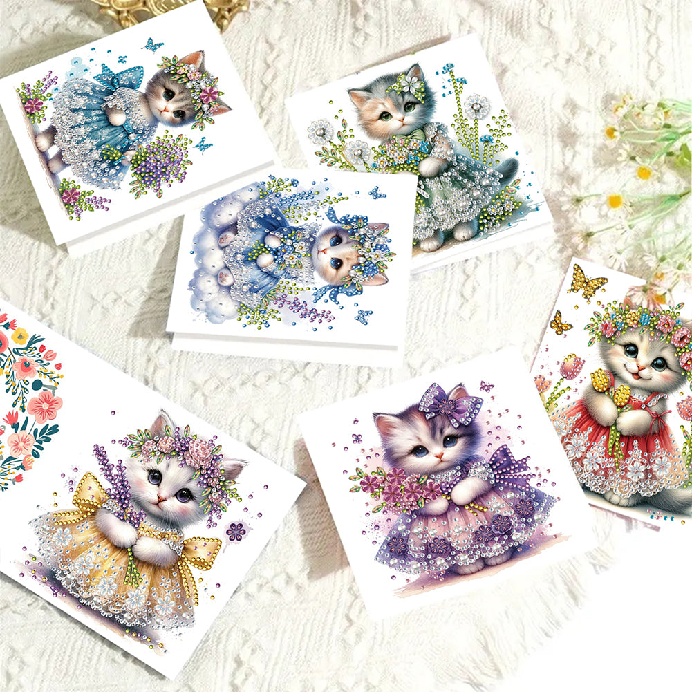 6pcs DIY Diamond Art Greeting Cards 5D Rhinestone Arts Greetings Birthday Card