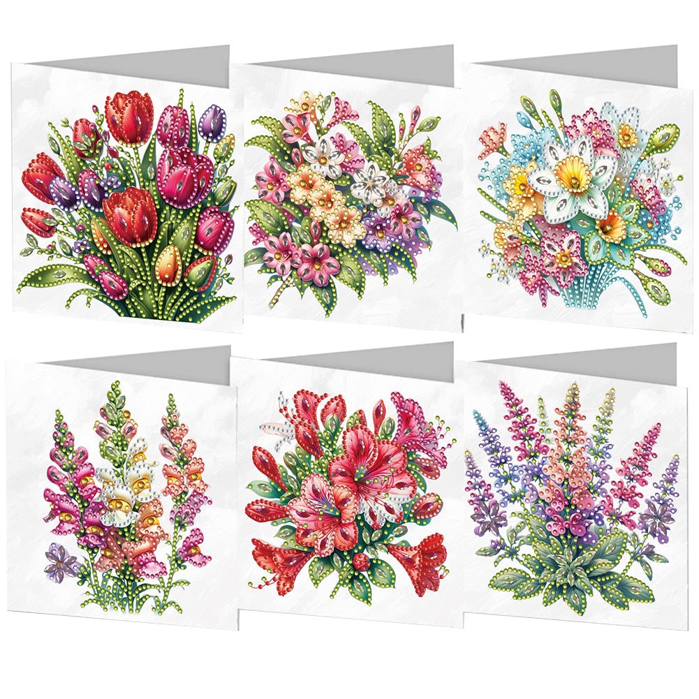 6pcs DIY Diamond Art Greeting Cards 5D Rhinestone Arts Greetings Birthday Card