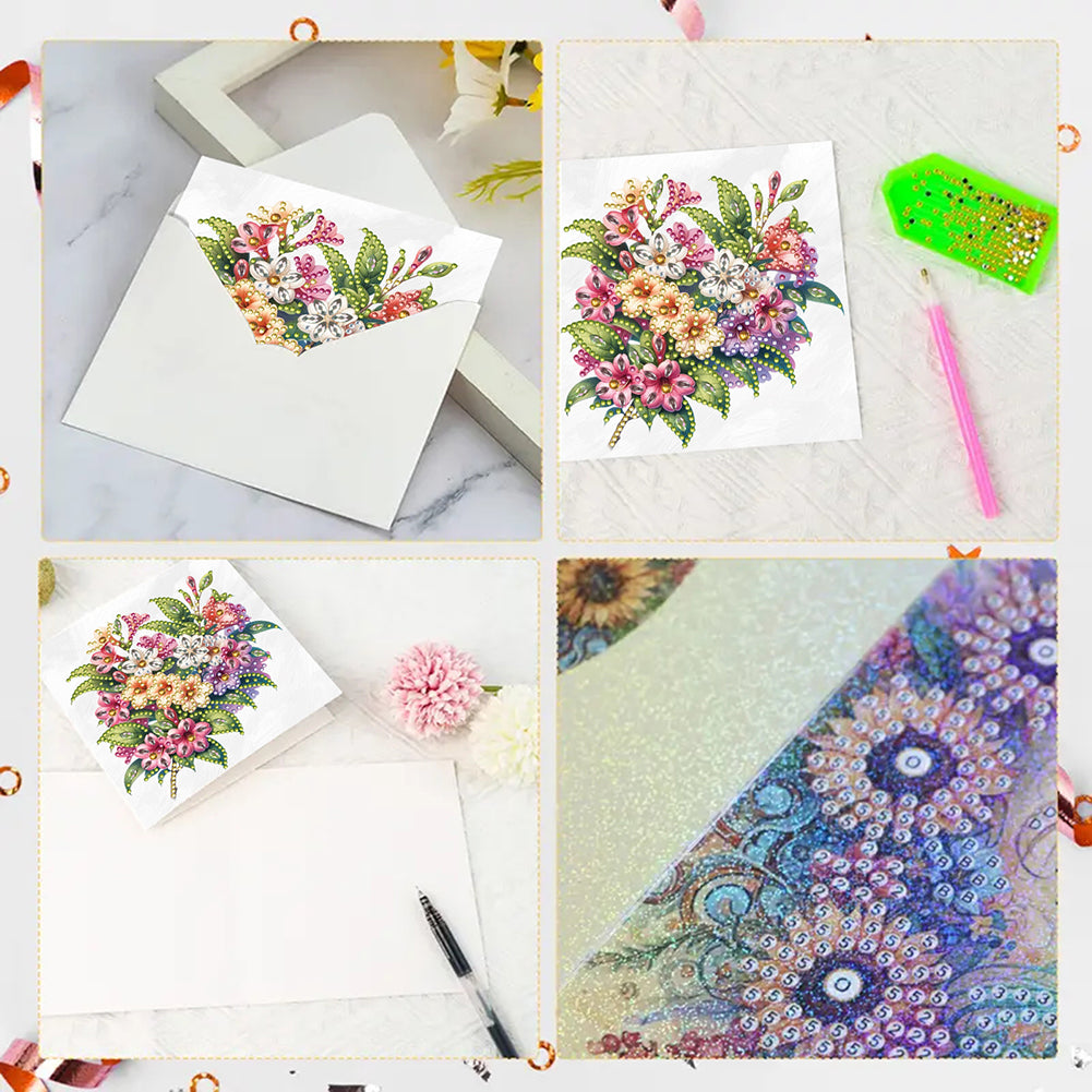 6pcs DIY Diamond Art Greeting Cards 5D Rhinestone Arts Greetings Birthday Card