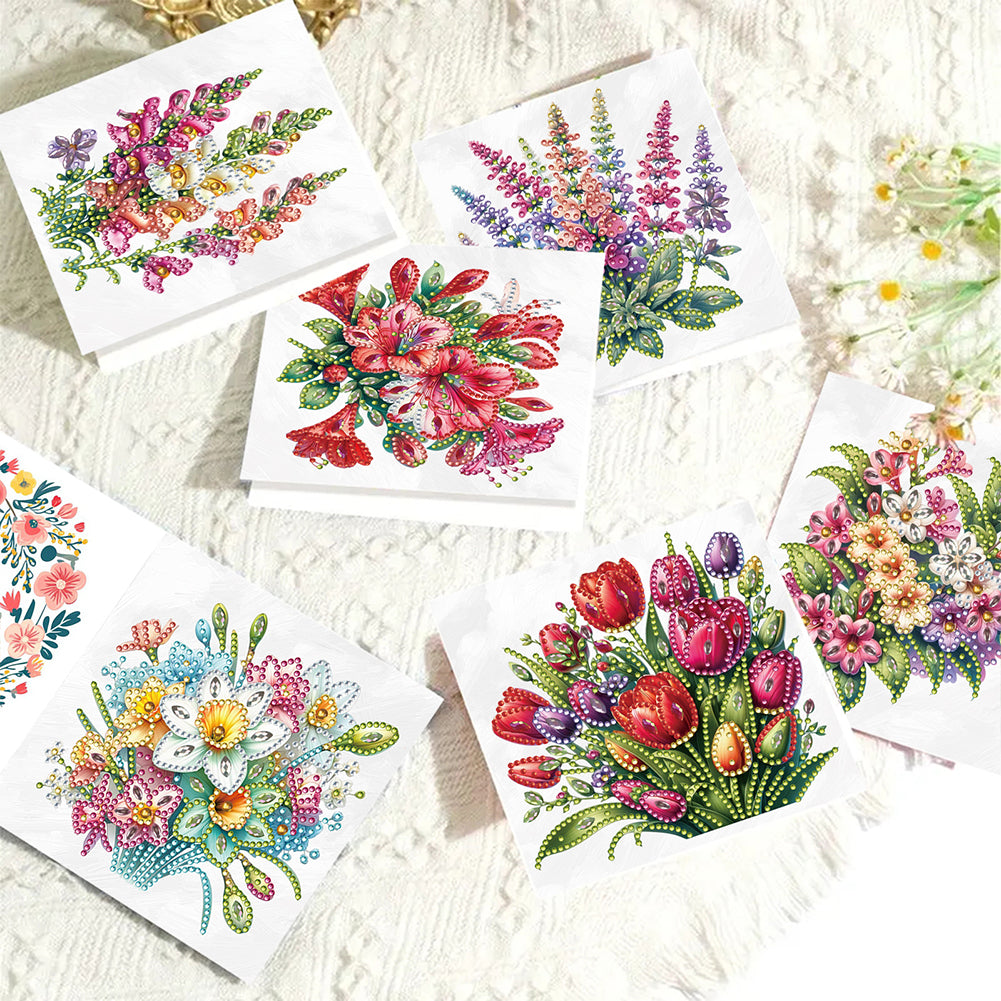 6pcs DIY Diamond Art Greeting Cards 5D Rhinestone Arts Greetings Birthday Card