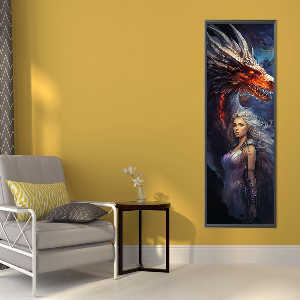 Diamond Painting - Full Round - Dragon And Girl (30*90CM)