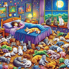 Load image into Gallery viewer, Diamond Painting - Full Round - Girl And Cats (40*40CM)