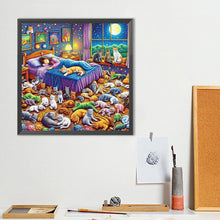 Load image into Gallery viewer, Diamond Painting - Full Round - Girl And Cats (40*40CM)