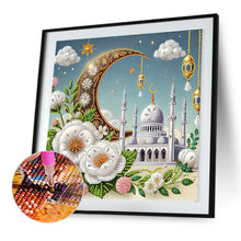 Load image into Gallery viewer, Diamond Painting - Partial Special Shaped - White Flower Crescent Moon Castle (30*30CM)