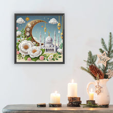 Load image into Gallery viewer, Diamond Painting - Partial Special Shaped - White Flower Crescent Moon Castle (30*30CM)
